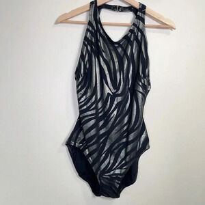 OSCAR  DE LA RENTA | ANIMAL PRINT OPEN BACK ONE PIECE SWIMSUIT